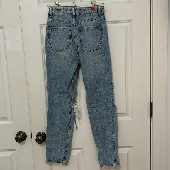 Zara Distressed Light Blue Women's Jeans size 0 ripped high waist - Picture 4 of 6